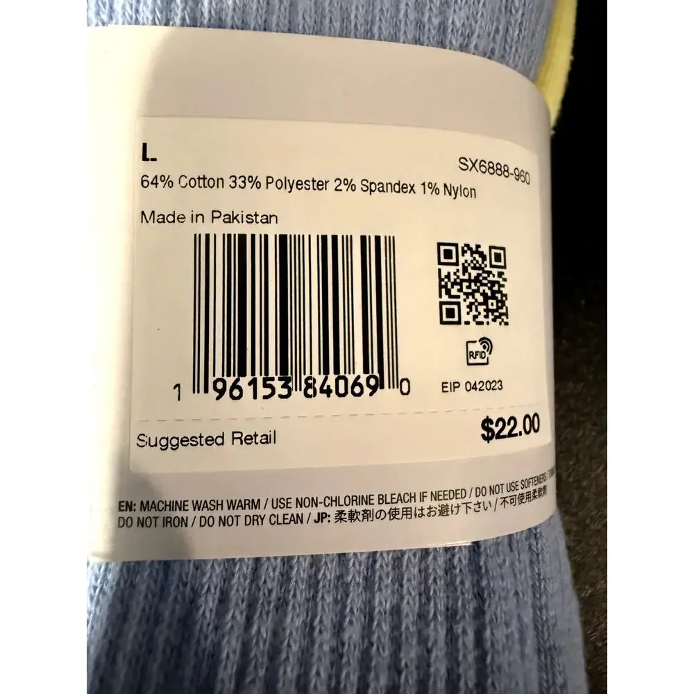 NEW Nike Dri-FIT Plus Cushion Crew Socks 3-Pack Size L SX6888-960 Multi